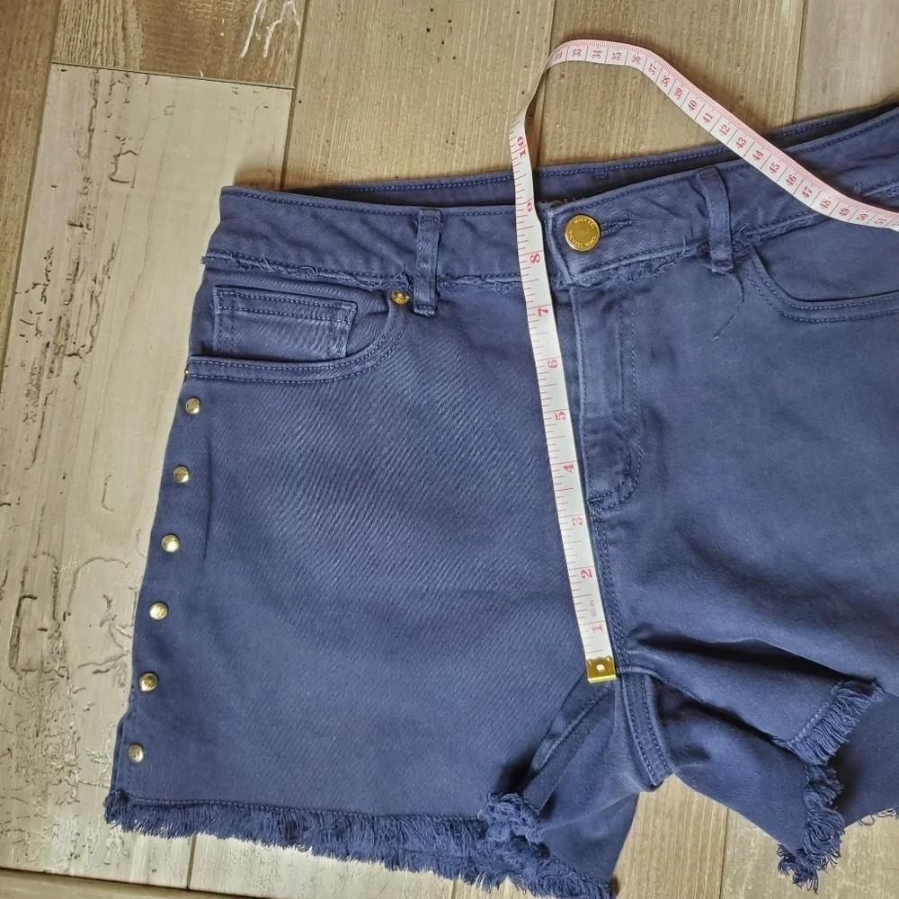Michael Kors Studded Indigo Blue Raw Hem Women's Shorts Size 2 EUC